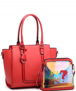 2In1 Fashion Tote Bag Matching Crossbody Bag Set BG-71419 RED